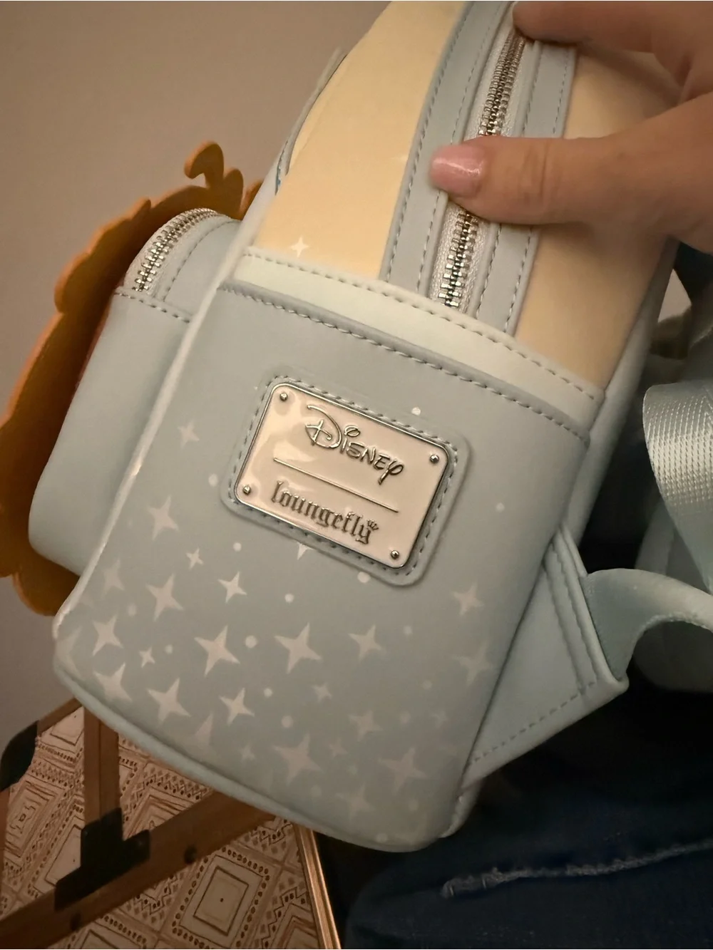 Loungefly Pastel Blue & Cream Mini Backpack with Disney Tag